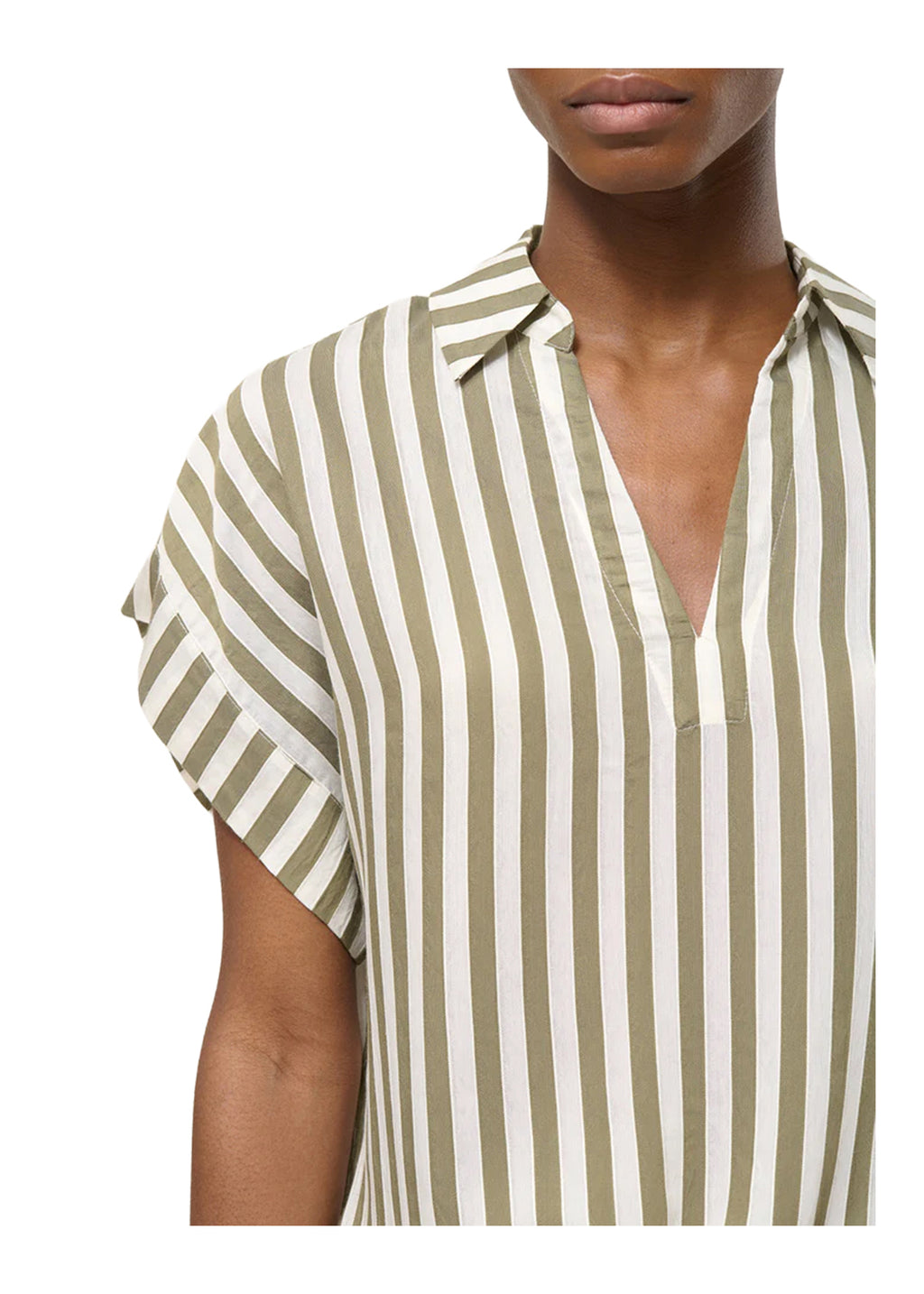 TO-LUDEL HUMILITY Blusa Righe Bianco Militare Scollo V