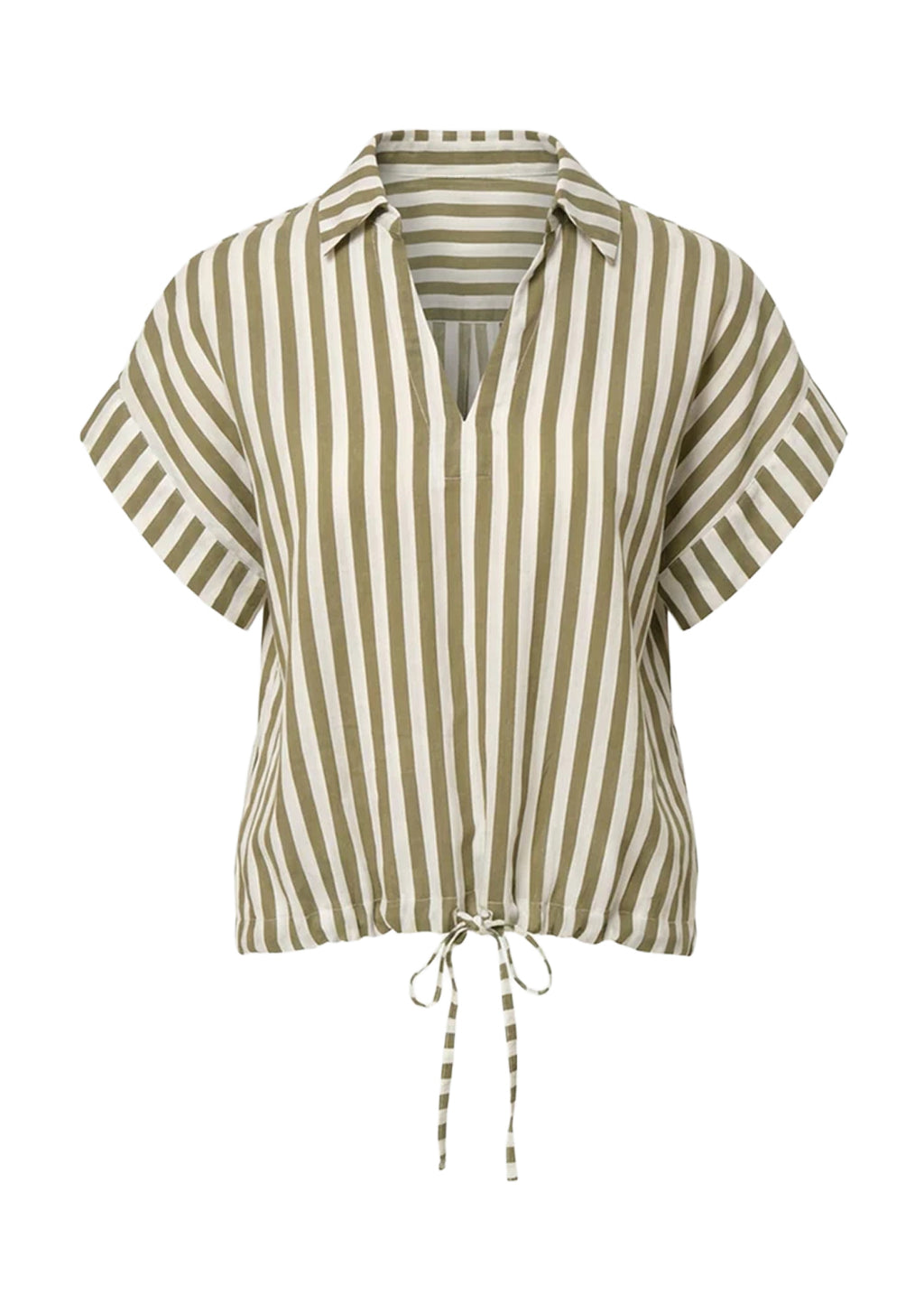 TO-LUDEL HUMILITY Blusa Righe Bianco Militare Scollo V