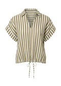 TO-LUDEL HUMILITY Blusa Righe Bianco Militare Scollo V