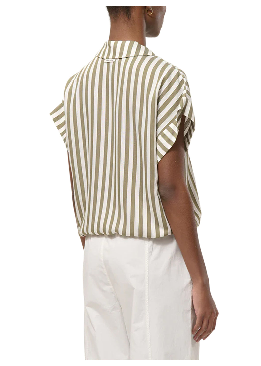 TO-LUDEL HUMILITY Blusa Righe Bianco Militare Scollo V