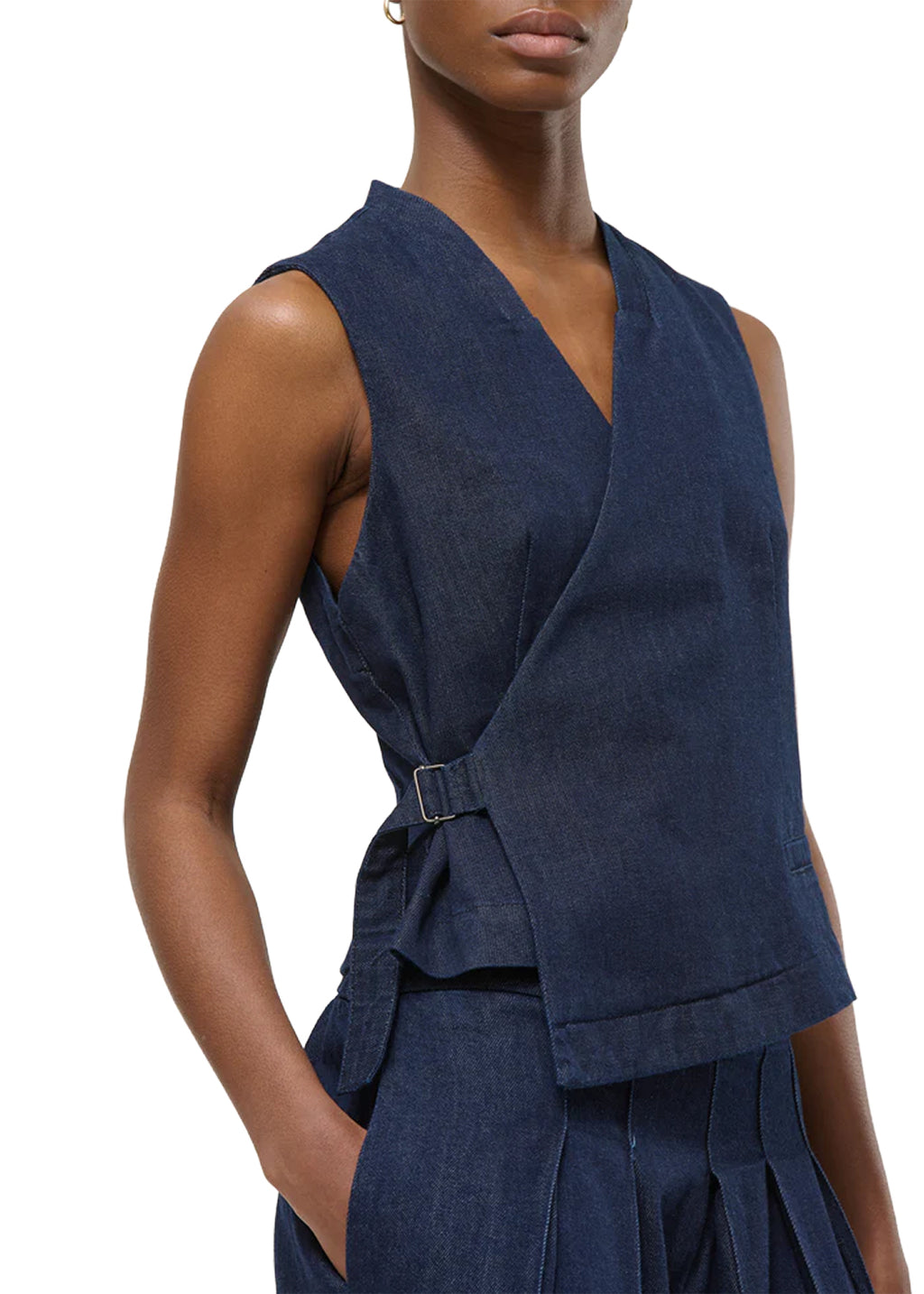 VE-LOZAN HUMILITY Gilet Denim Scuro Incrociato
