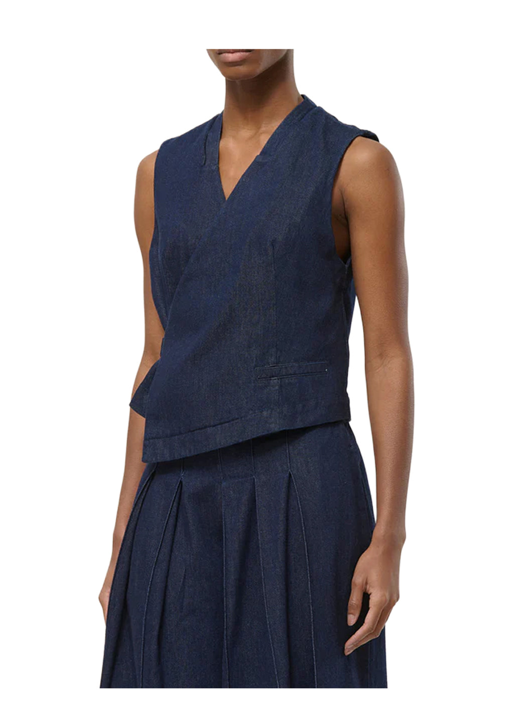 VE-LOZAN HUMILITY Gilet Denim Scuro Incrociato