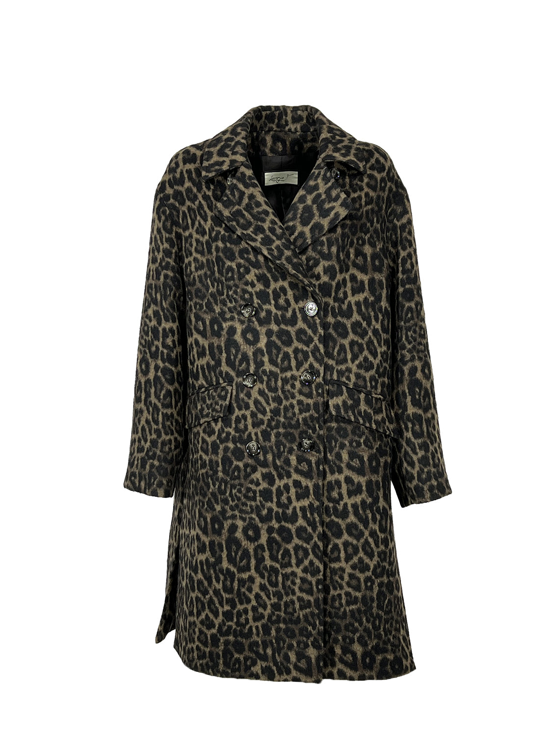 LUCREZIA T. Cappotto Donna Doppiopetto Over Animalier Nero/Marrone L26700 LU200