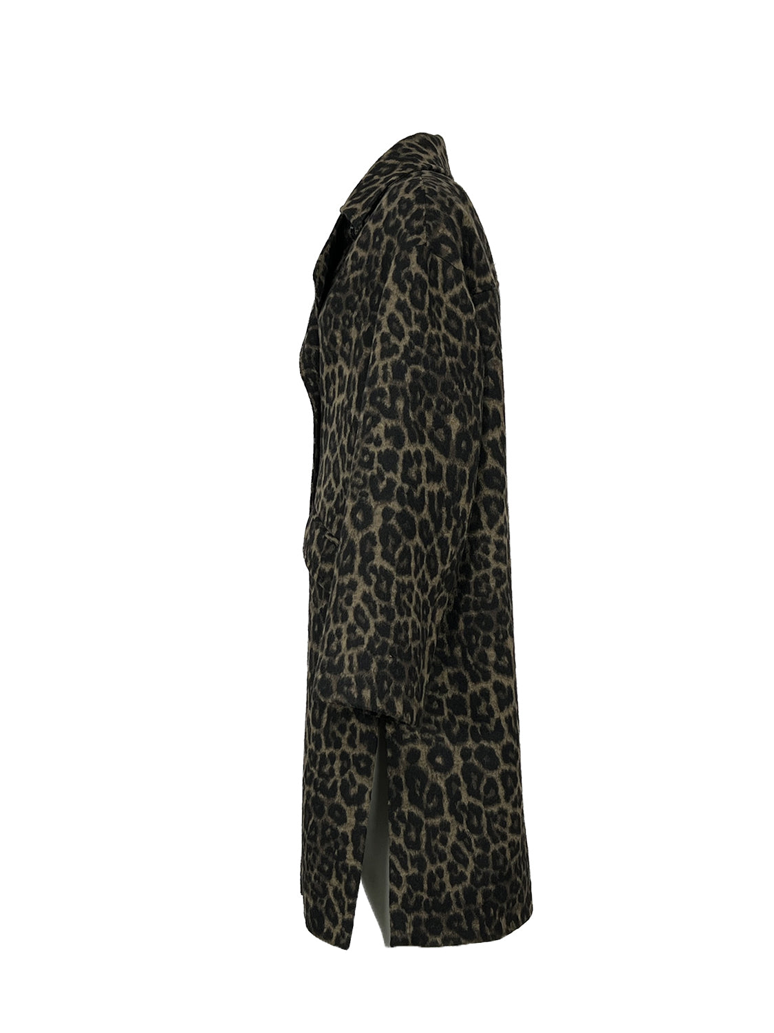 LUCREZIA T. Cappotto Donna Doppiopetto Over Animalier Nero/Marrone L26700 LU200