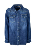 NOIR 'N' BLEU JANET-29 – Camicia donna denim lavato over, bottoni a pressione