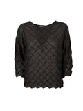 M6EY10 MEIMEIJ Blusa Plissè Rombi Marrone