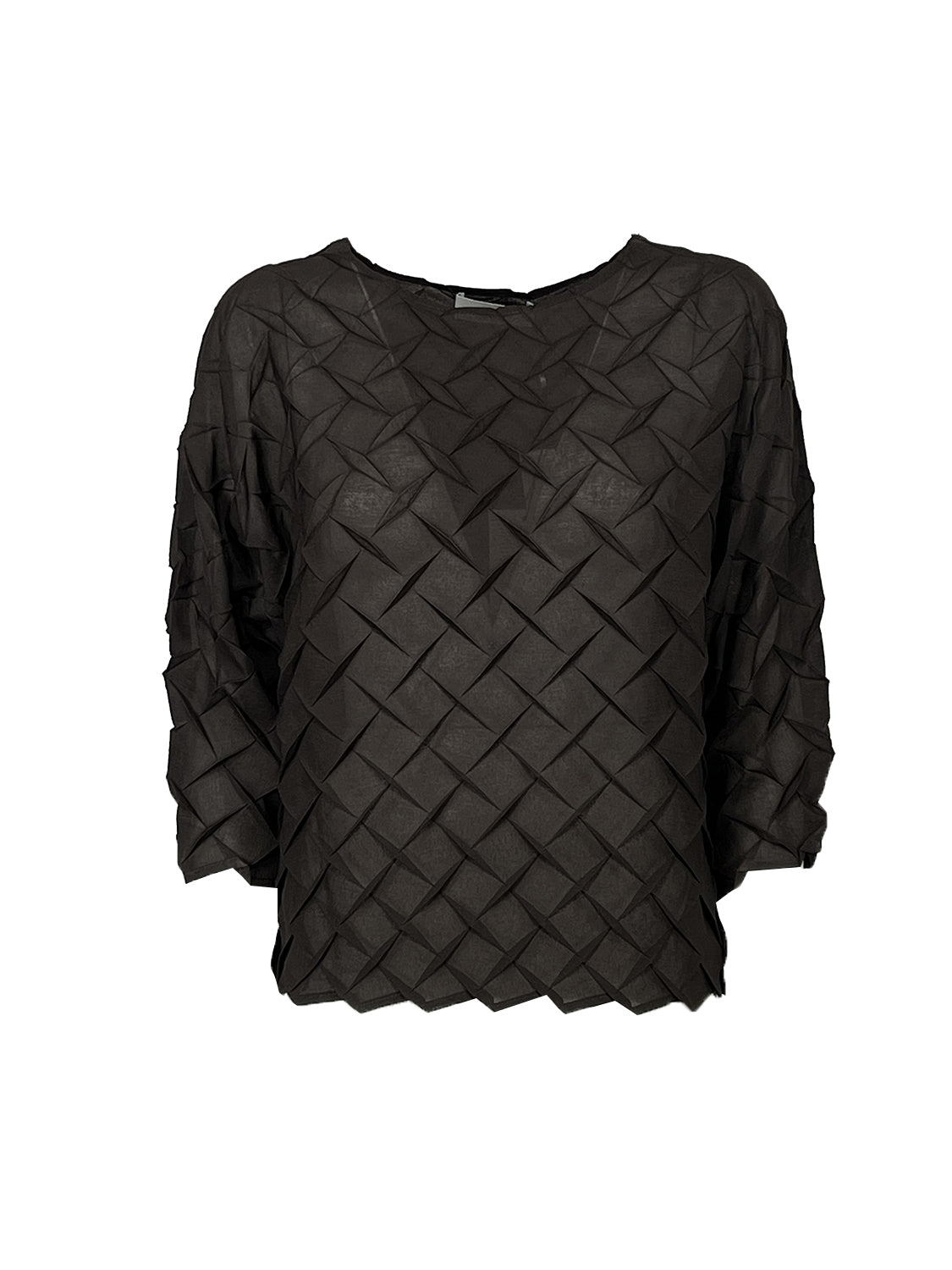 M6EY10 MEIMEIJ Blusa Plissè Rombi Marrone