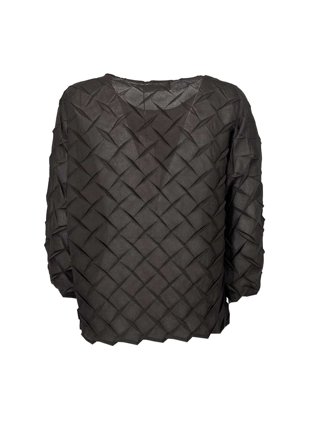 M6EY10 MEIMEIJ Blusa Plissè Rombi Marrone