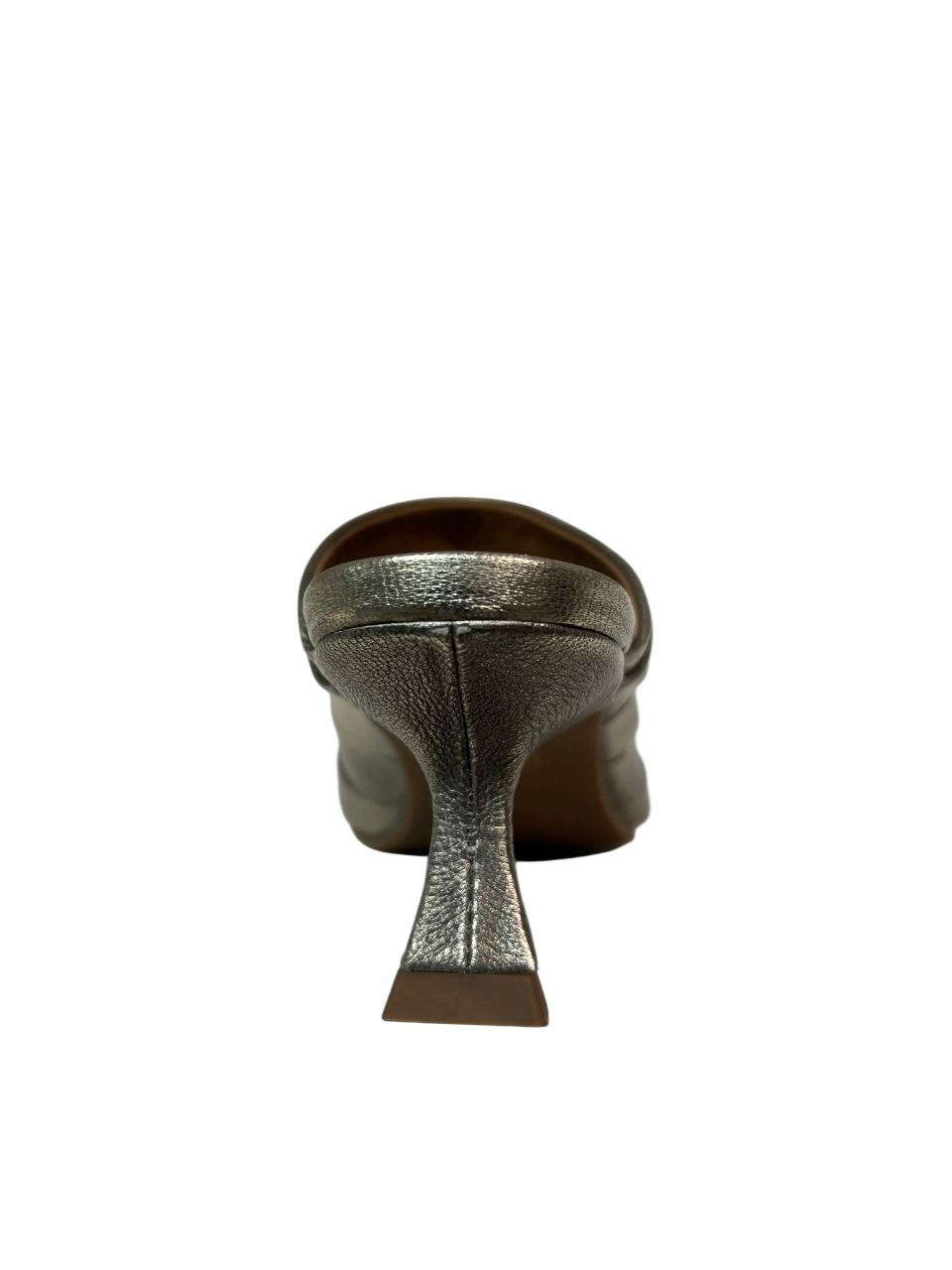 LA VITRINA SABUWOVEN-50 sabot pelle intrecciata laminata argento/platino