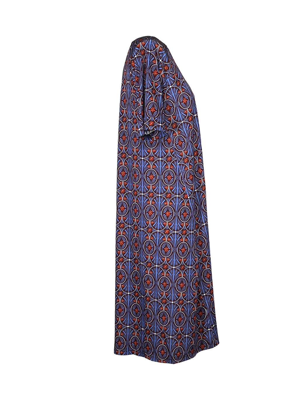 FEELING by JUSTMINE Abito Donna Svasato Floreale Bordeaux Indaco E2736 6125