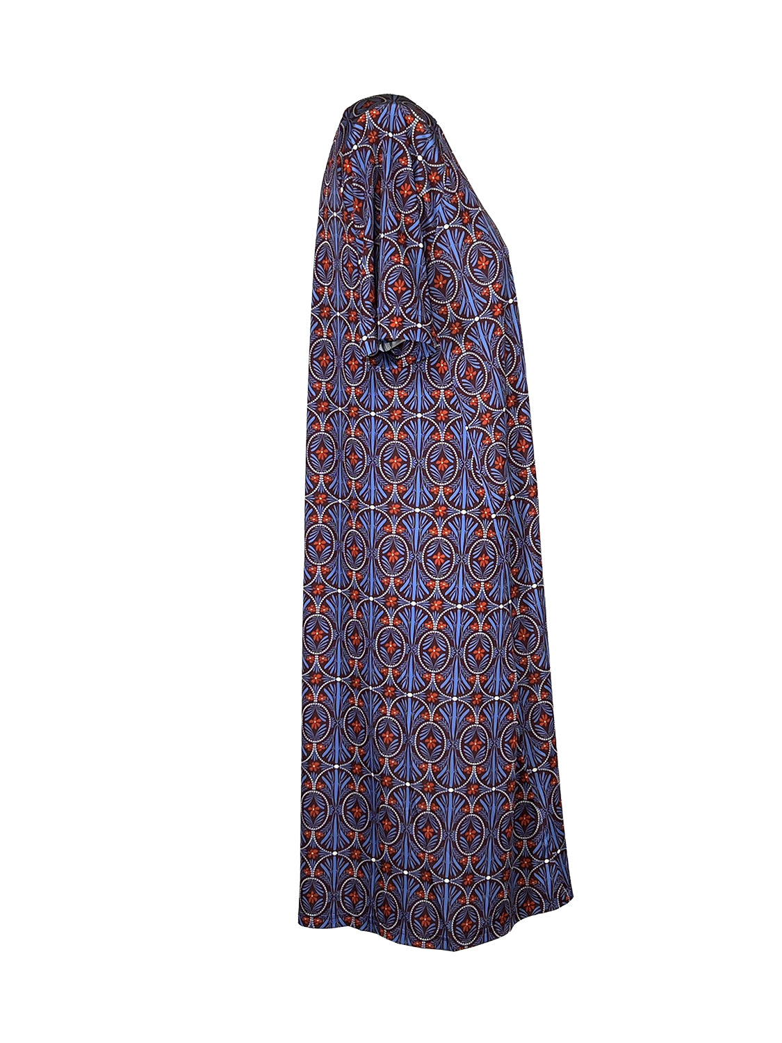 FEELING by JUSTMINE Abito Donna Svasato Floreale Bordeaux Indaco E2736 6125