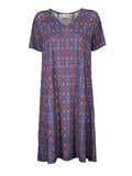 FEELING by JUSTMINE Abito Donna Svasato Floreale Bordeaux Indaco E2736 6125
