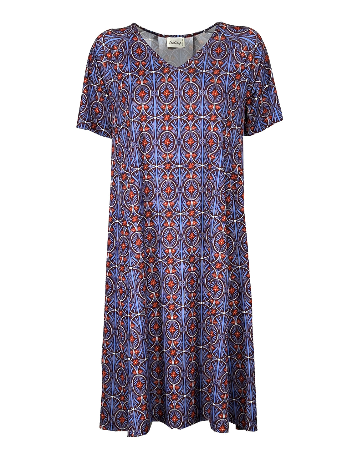 FEELING by JUSTMINE Abito Donna Svasato Floreale Bordeaux Indaco E2736 6125