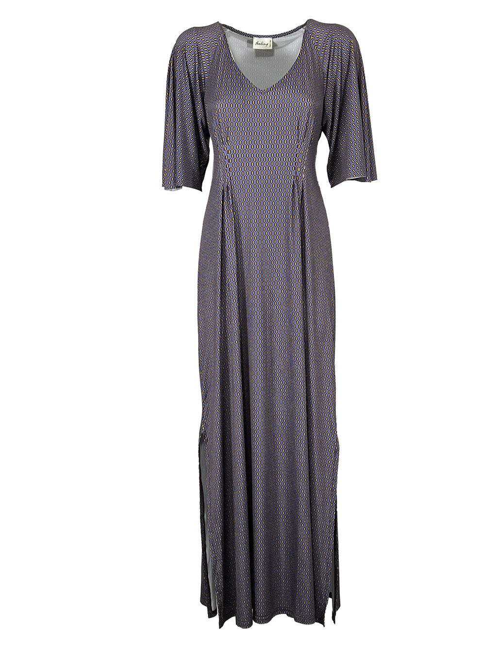 FFEELING by JUSTMINE Abito Donna Lungo Fantasia Bordeaux Indaco E2772 6116