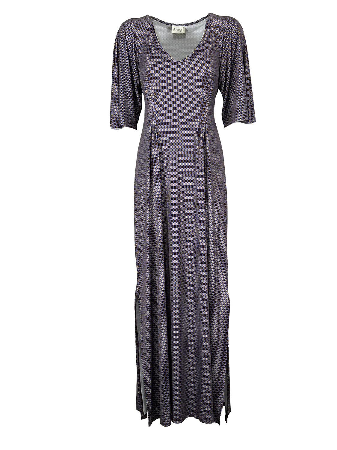 FFEELING by JUSTMINE Abito Donna Lungo Fantasia Bordeaux Indaco E2772 6116