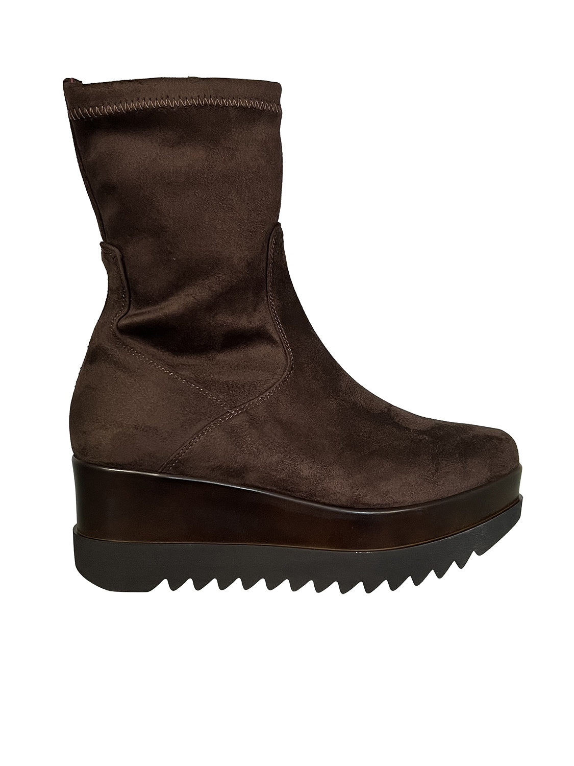 LORENZO MARI Stivale Basso Donna Alcantara Zeppa Zip CLEA 08 MADE IN ITALY