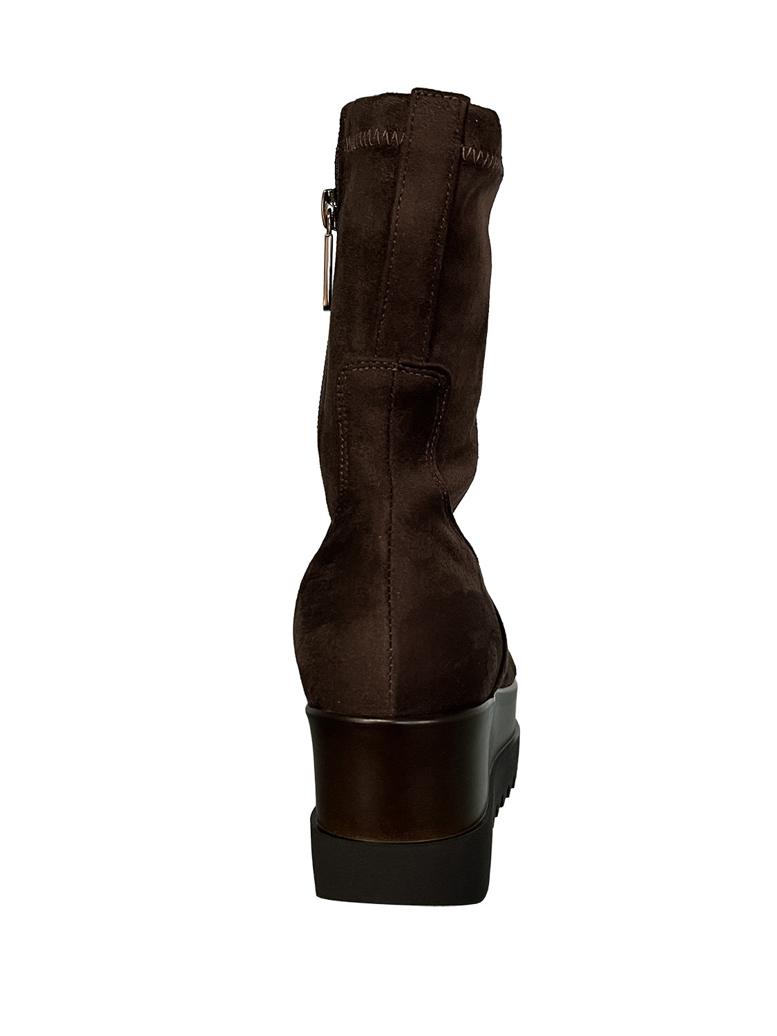 LORENZO MARI Stivale Basso Donna Alcantara Zeppa Zip CLEA 08 MADE IN ITALY