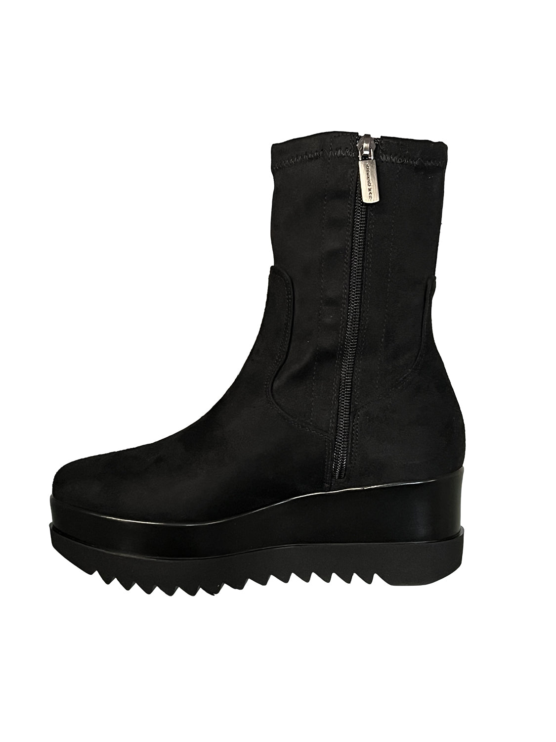 LORENZO MARI Stivale Basso Donna Alcantara Zeppa Zip CLEA 08 MADE IN ITALY