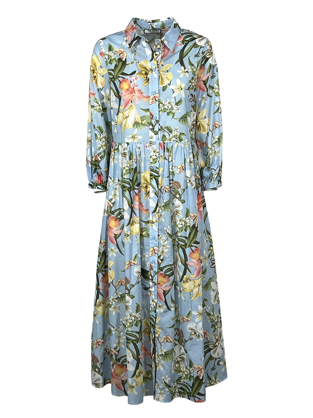 THE ABITO MILANO Abito Donna Chemisier Celeste Orchids AB27MS