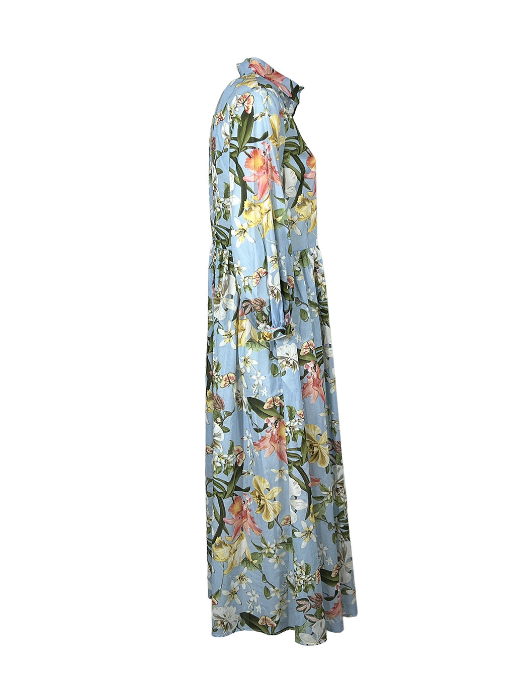 THE ABITO MILANO Abito Donna Chemisier Celeste Orchids AB27MS