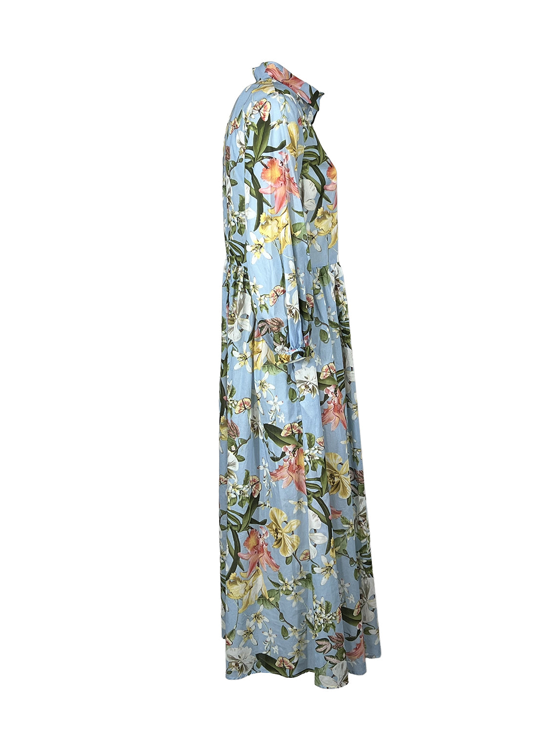 THE ABITO MILANO Abito Donna Chemisier Celeste Orchids AB27MS