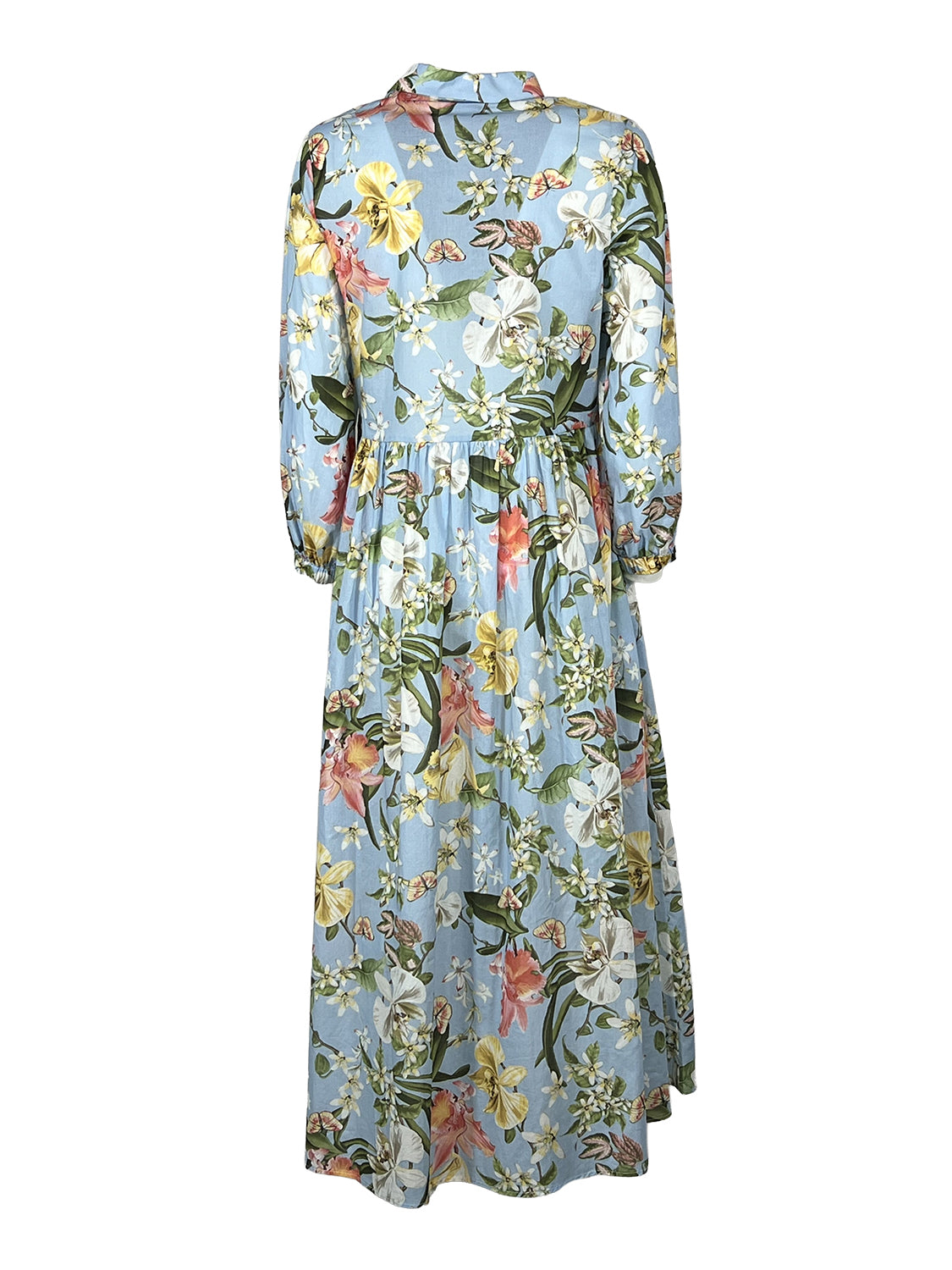 THE ABITO MILANO Abito Donna Chemisier Celeste Orchids AB27MS