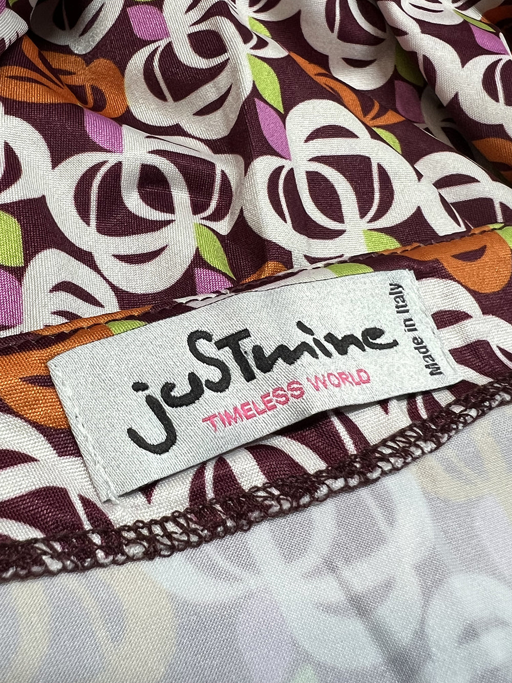 JUSTMINE Abito Donna E2637 1246 Long Kaftan Fantasia Multicolor Made in Italy