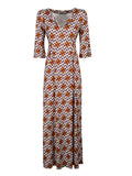 JUSTMINE Abito Donna E2637 1246 Long Kaftan Fantasia Multicolor Made in Italy