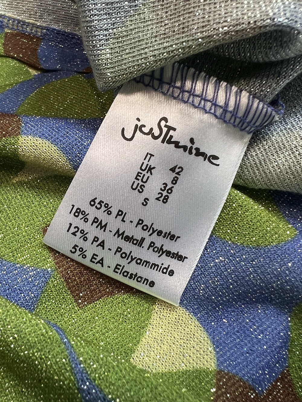 JUSTMINE Abito Donna E2637 1261 Long Kaftan Lurex Multicolor Made in Italy