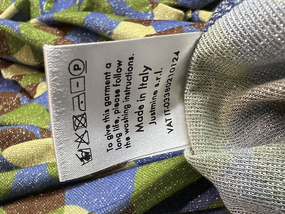 JUSTMINE Abito Donna E2637 1261 Long Kaftan Lurex Multicolor Made in Italy