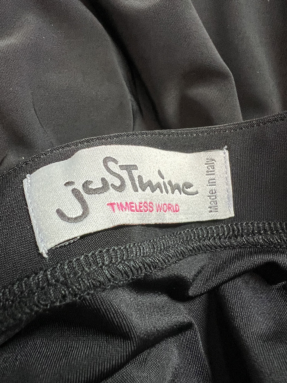 JUSTMINE Abito Donna E2637 1275 Long Kaftan Nero Made in Italy