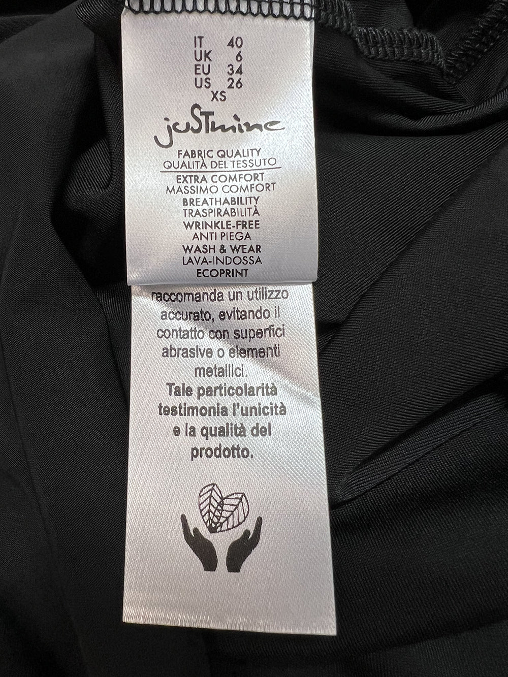 JUSTMINE Abito Donna E2637 1275 Long Kaftan Nero Made in Italy