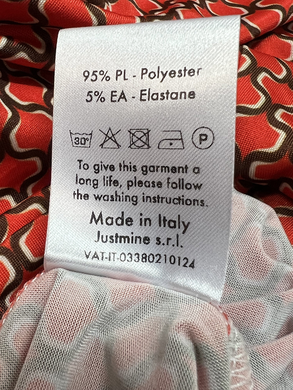 JUSTMINE abito lungo scollo V arancio/marrone E2787 1267 Made in Italy