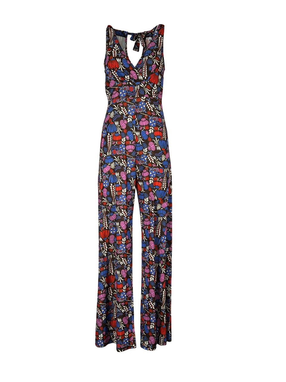 JUSTMINE Tuta Donna E2715 1268 Floreale Marrone Rosso Bluette Made in Italy