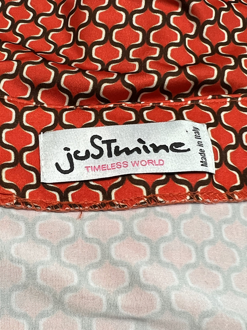 JUSTMINE abito donna scollo V arancio/marrone Made in Italy E2824 1267