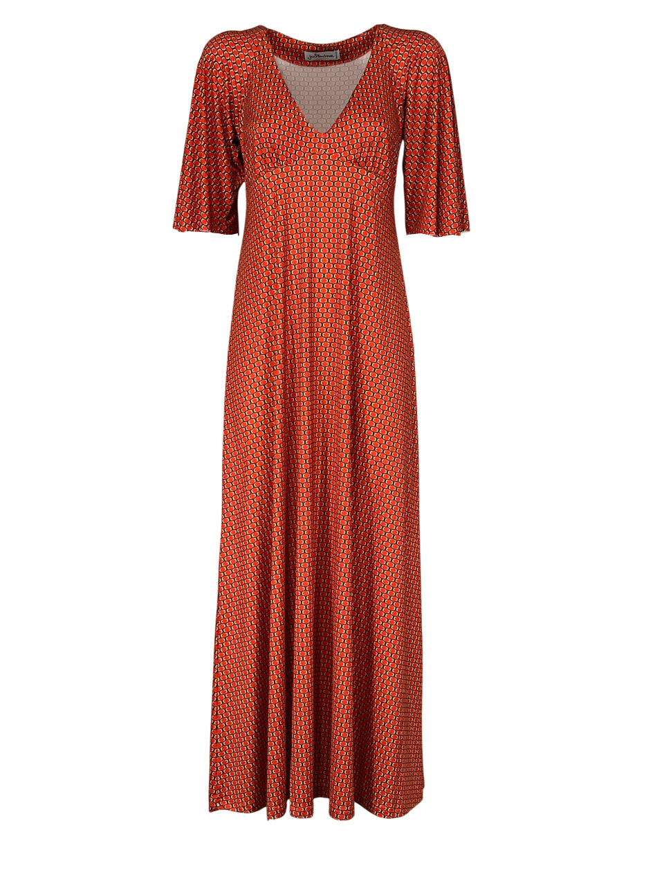 JUSTMINE abito lungo scollo V arancio/marrone E2787 1267 Made in Italy