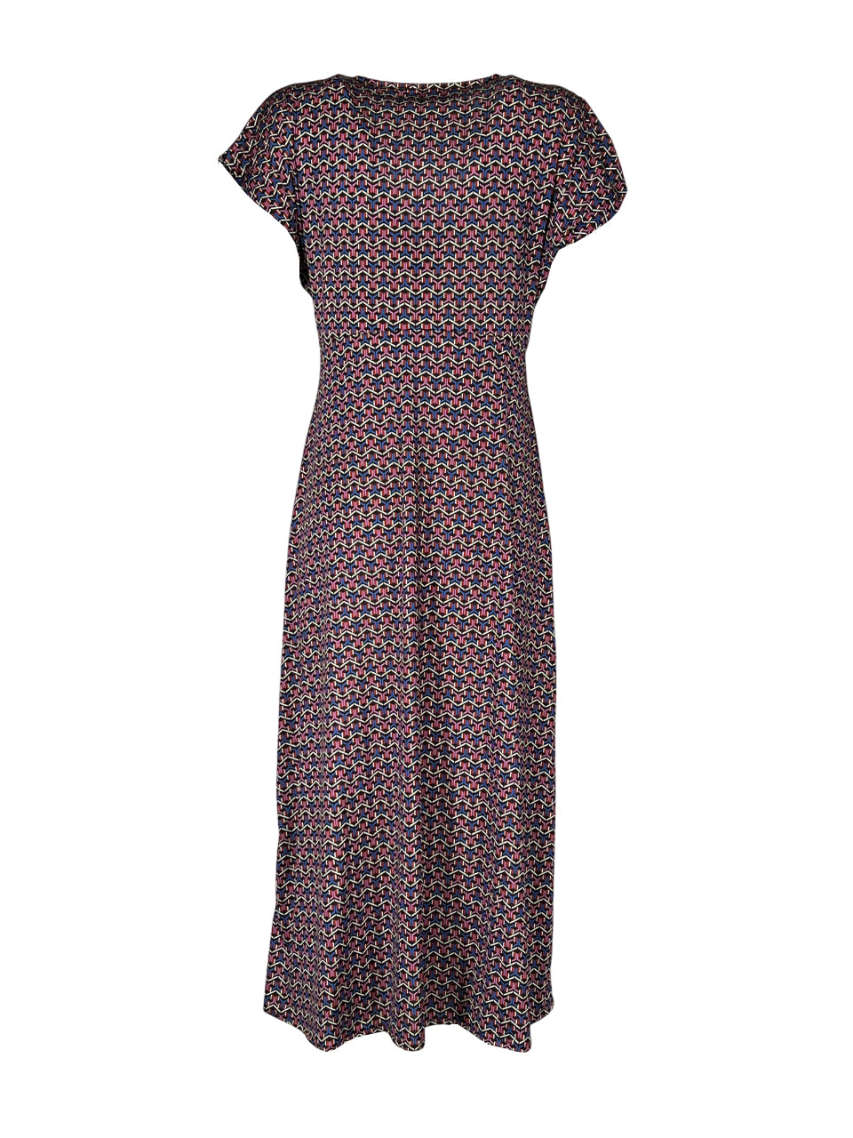 JUSTMINE abito fantasia scollo V marrone/rosso/bluette E2822 1266 Made in Italy