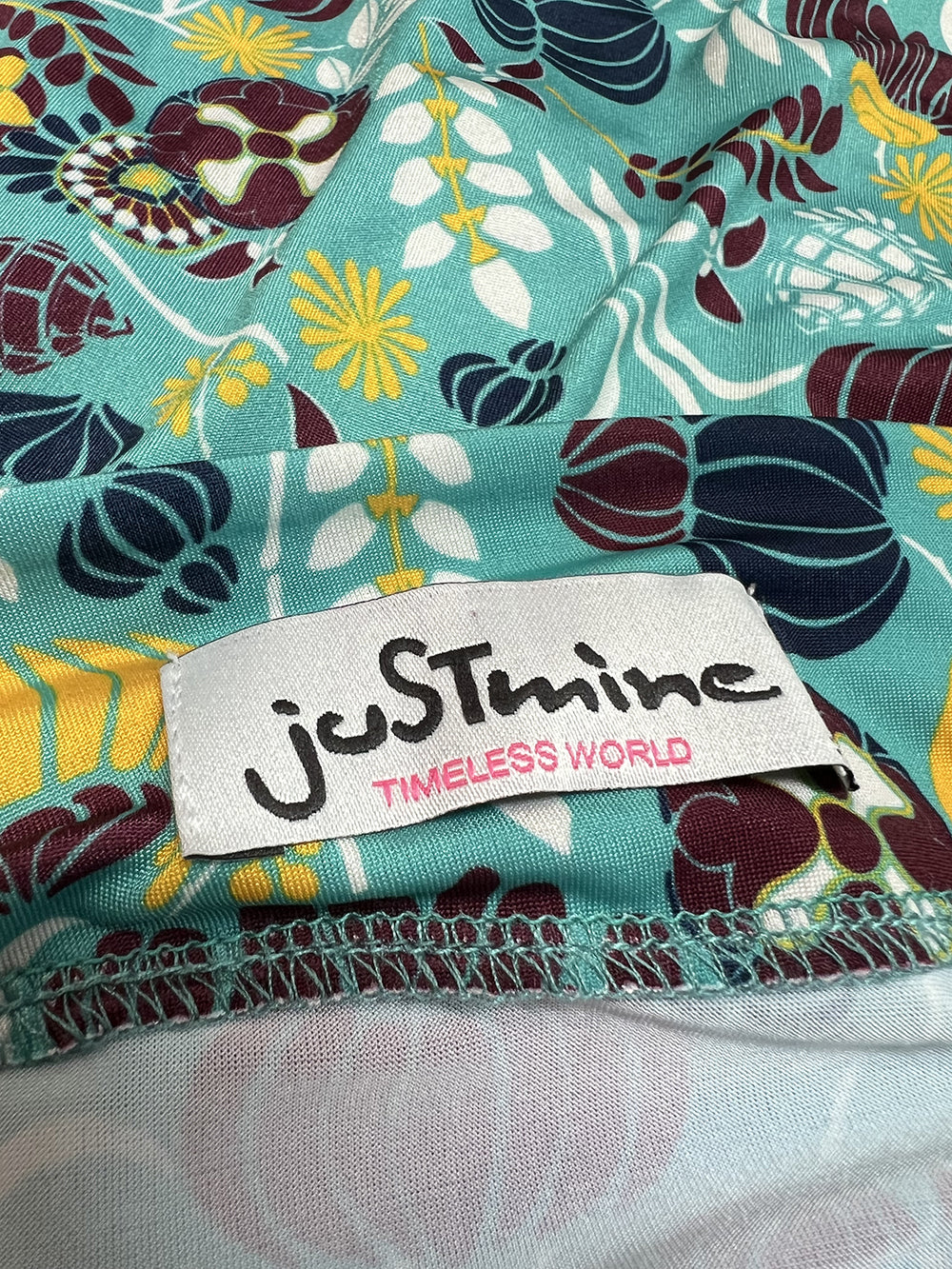 JUSTMINE abito floreale scollo quadro Made in Italy E2823 1268