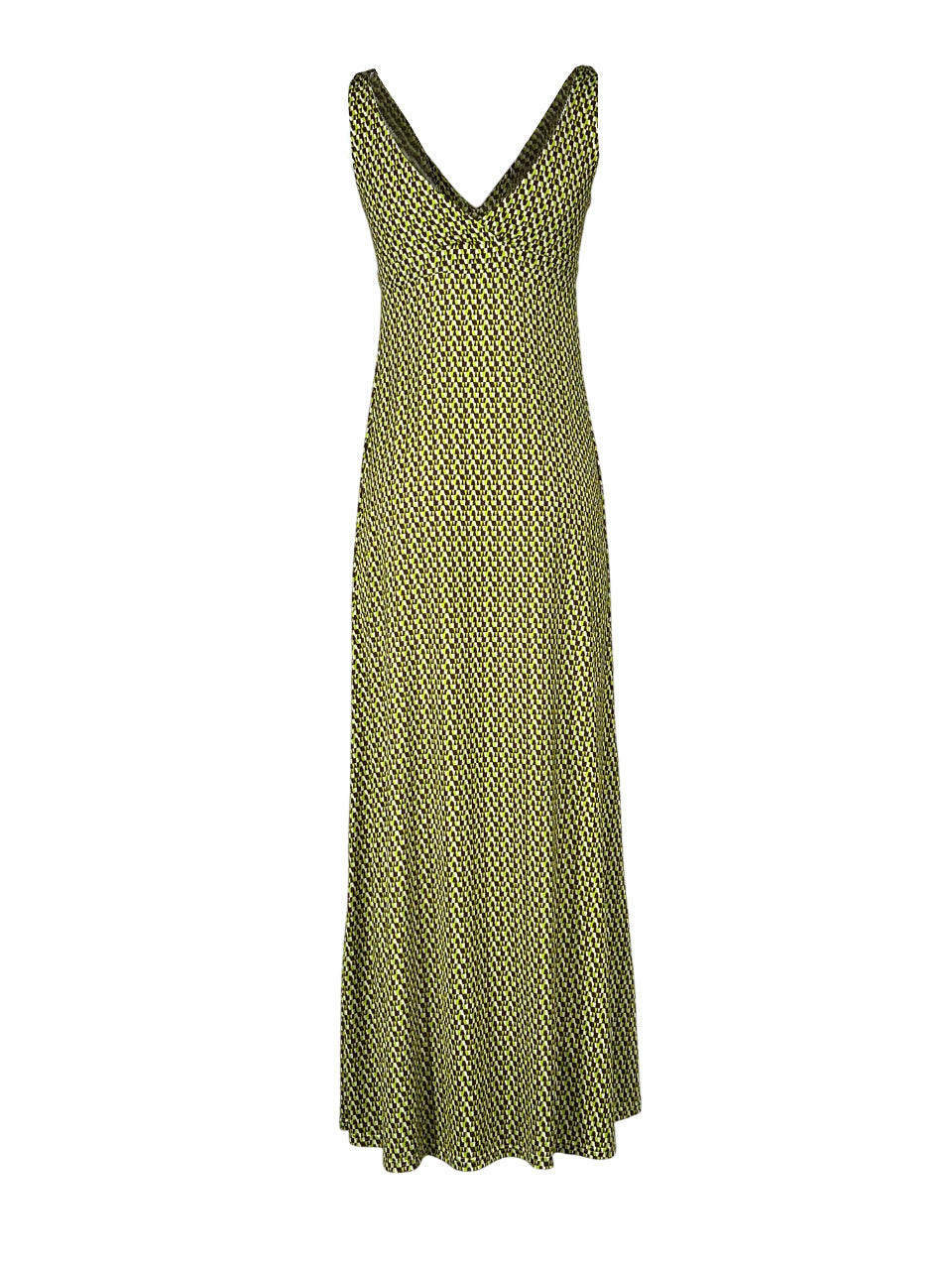 JUSTMINE abito lungo con incrocio fantasia marrone/lime Made in Italy E2769 1245