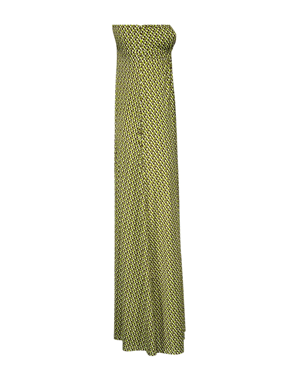 JUSTMINE abito lungo con incrocio fantasia marrone/lime Made in Italy E2769 1245