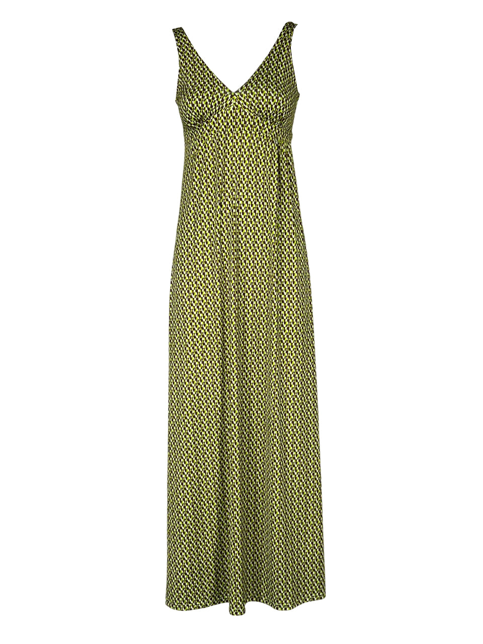 JUSTMINE abito lungo con incrocio fantasia marrone/lime Made in Italy E2769 1245