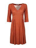 JUSTMINE abito donna scollo V arancio/marrone Made in Italy E2824 1267