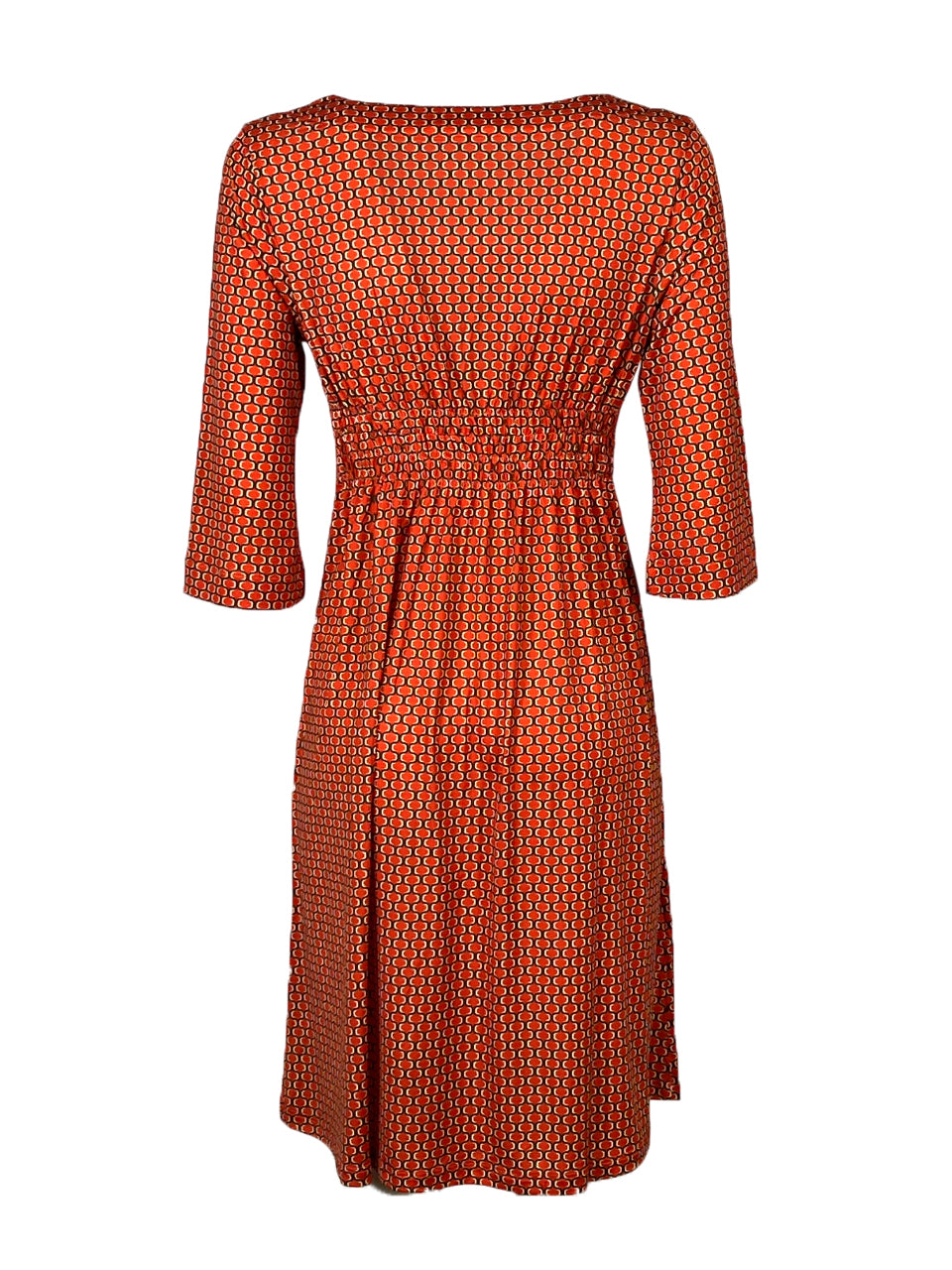 JUSTMINE abito donna scollo V arancio/marrone Made in Italy E2824 1267