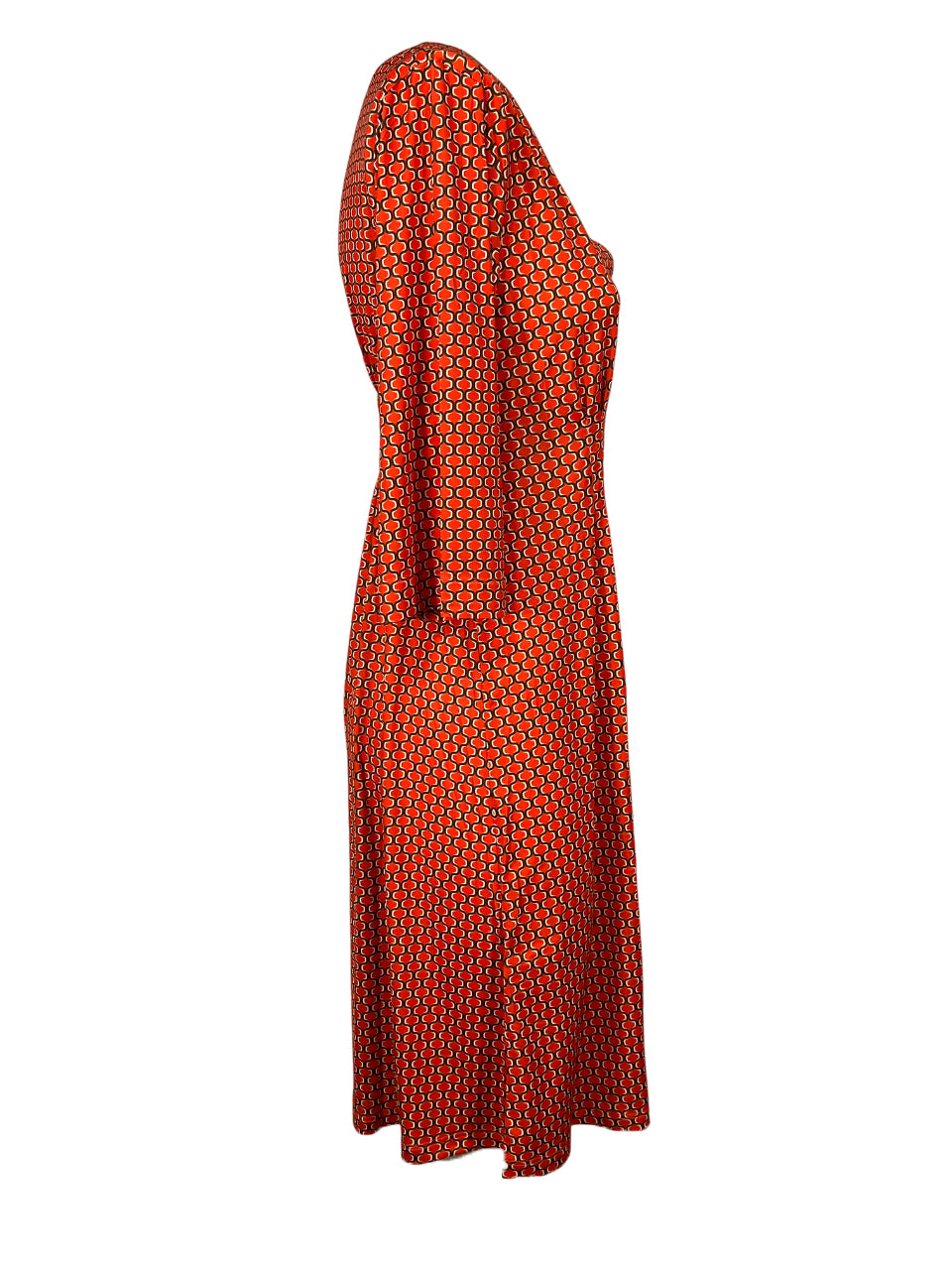 JUSTMINE abito donna scollo V arancio/marrone Made in Italy E2824 1267