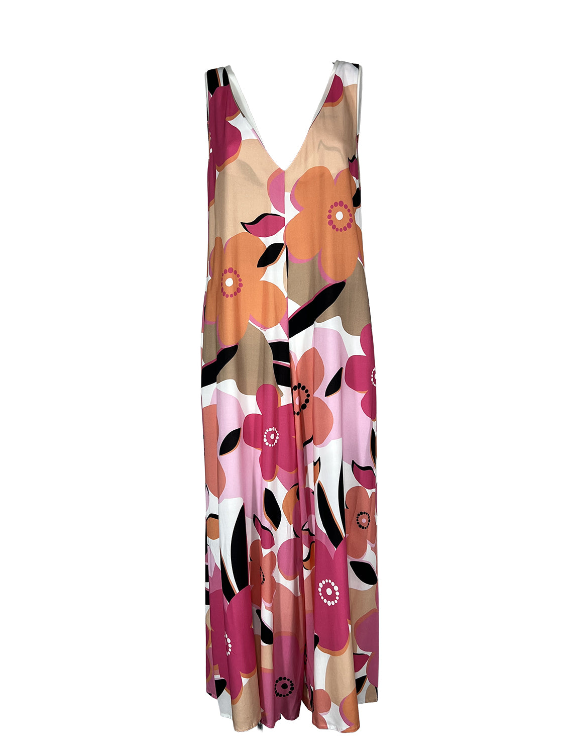 THE ABITO MILANO Tuta Donna Palazzo Floreale Rosa Fuxia TU01VS Made Italy