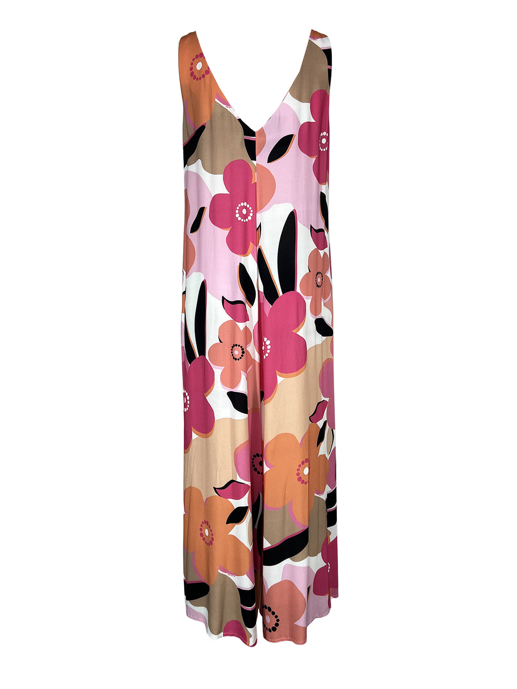 THE ABITO MILANO Tuta Donna Palazzo Floreale Rosa Fuxia TU01VS Made Italy