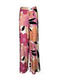 THE ABITO MILANO Pantalone Donna Largo Floreale Rosa Fuxia PA25VS Made Italy