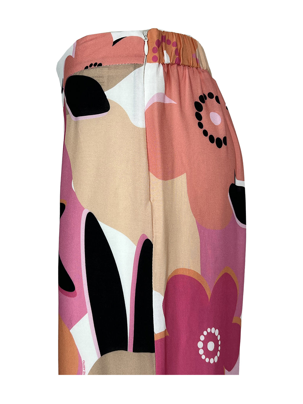THE ABITO MILANO Pantalone Donna Largo Floreale Rosa Fuxia PA25VS Made Italy