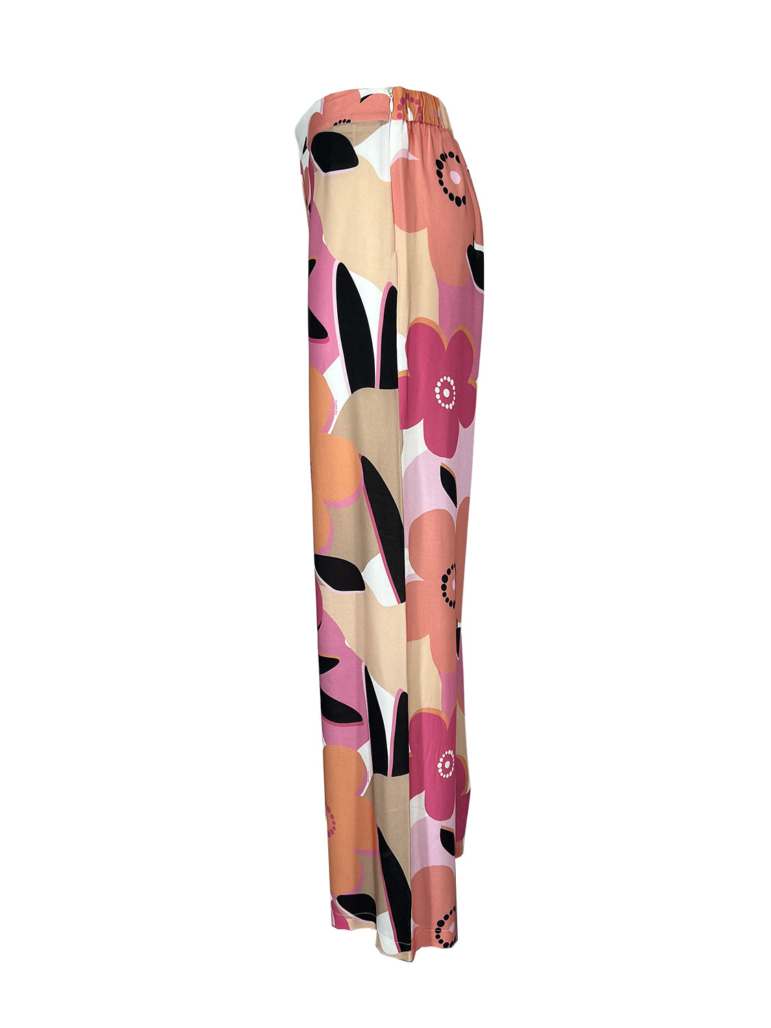 THE ABITO MILANO Pantalone Donna Largo Floreale Rosa Fuxia PA25VS Made Italy