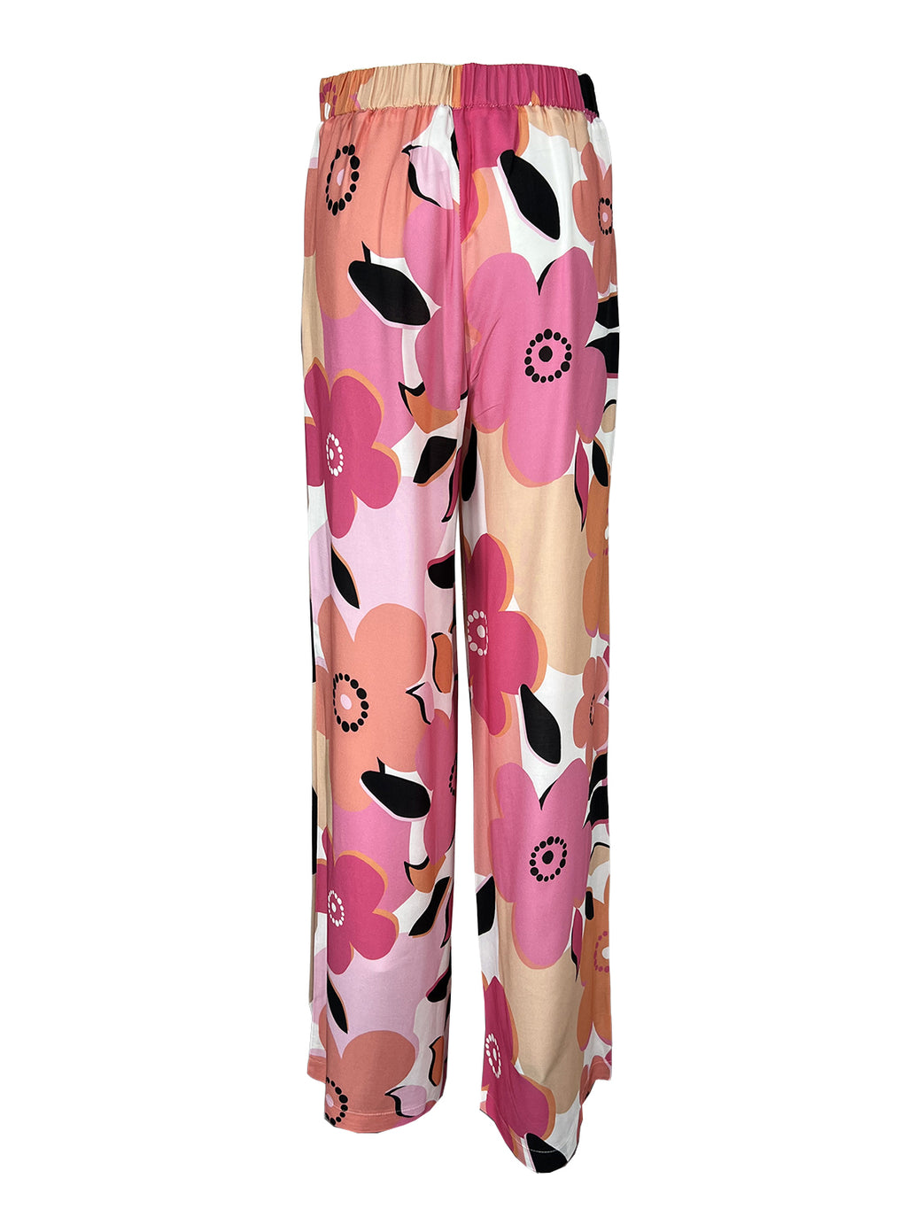 THE ABITO MILANO Pantalone Donna Largo Floreale Rosa Fuxia PA25VS Made Italy